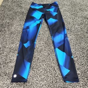 Athleta Sonar Magnetic Leggings Womens S Blue Geometric Leggings Back Zip Pocket